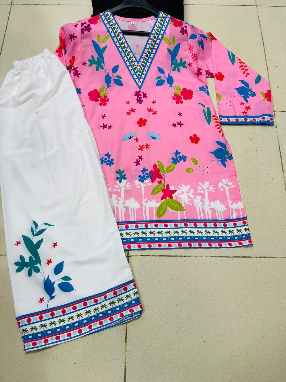 Dananeer Rosy Pink Printed 2PCs