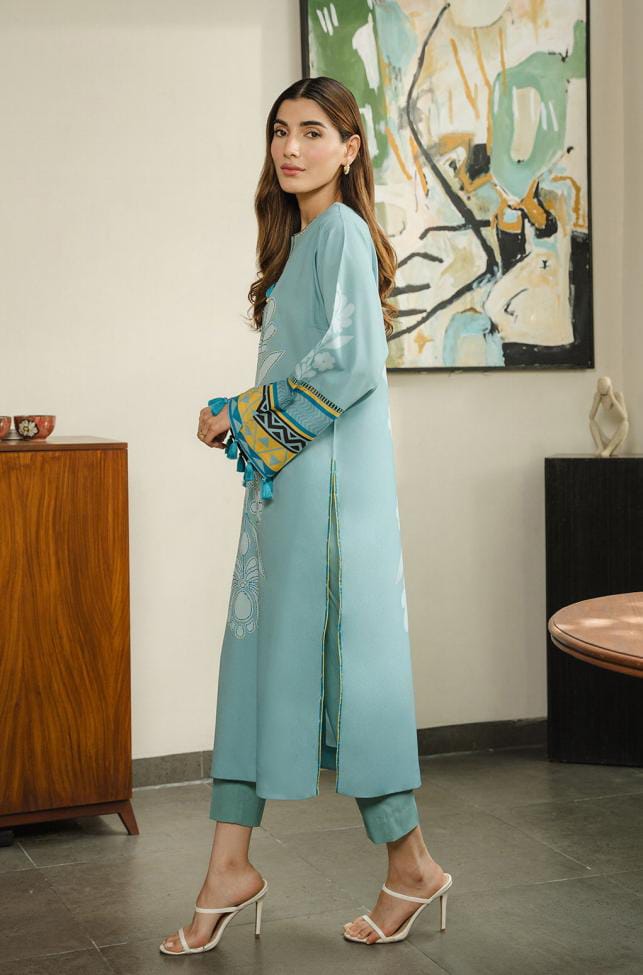 AQUA 3PCs Set With Chaffon Dupatta