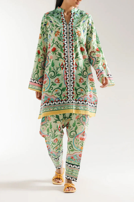 Stitched 2 Piece Printed Shirt And Printed Trouser