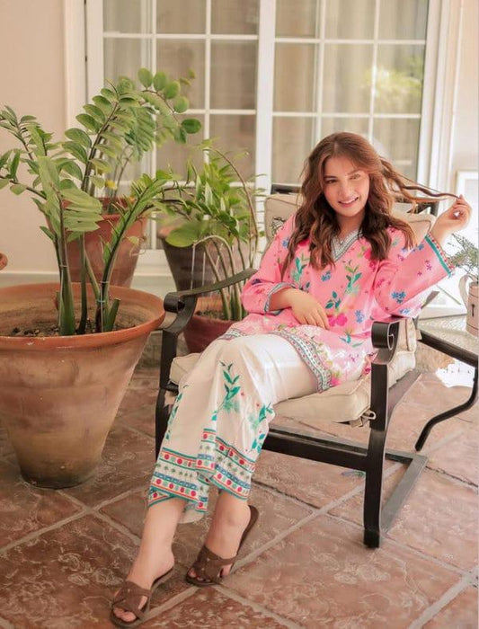 Dananeer Rosy Pink Printed 2PCs