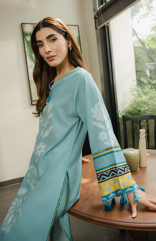 AQUA 3PCs Set With Chaffon Dupatta