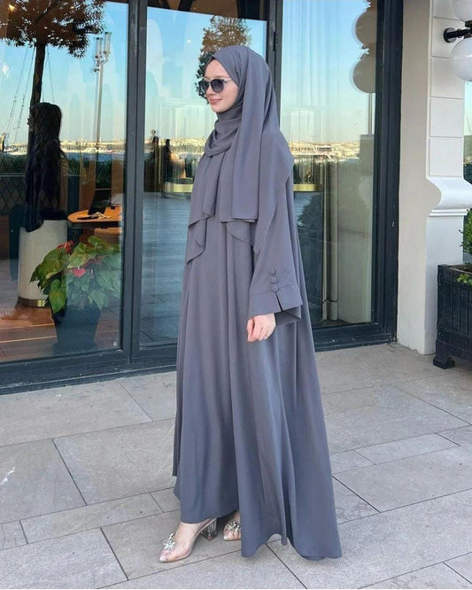Arabic Gray Abaya 
With Stoller