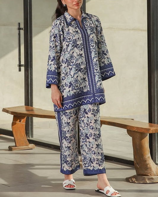 Stitched 2 Piece Printed Shirt & Printed Trouser