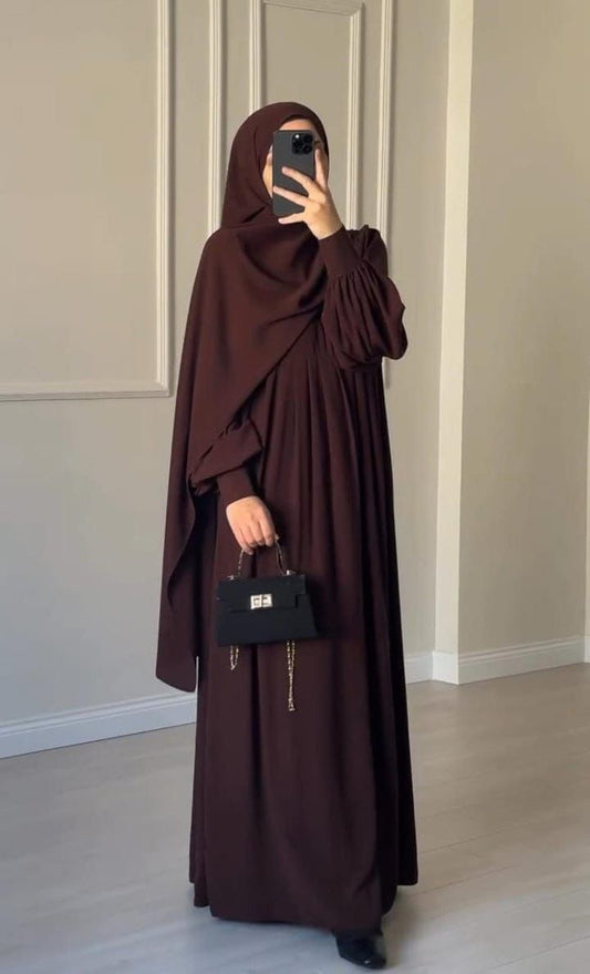 Chocolaty Elegant Brown Abaya 
With Stoller
