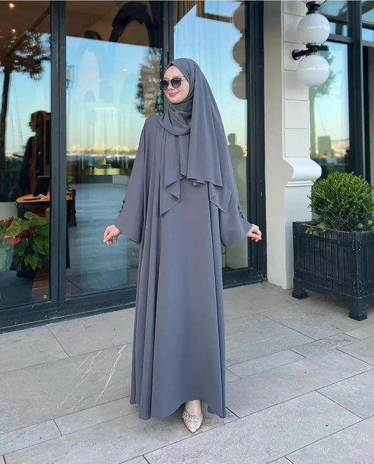 Arabic Gray Abaya 
With Stoller